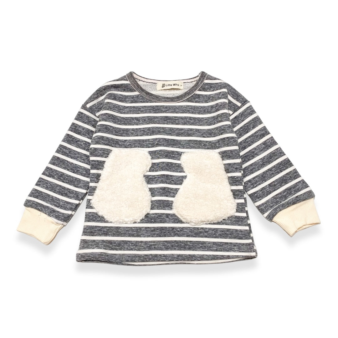 Striped Knit Top with Fur Ears