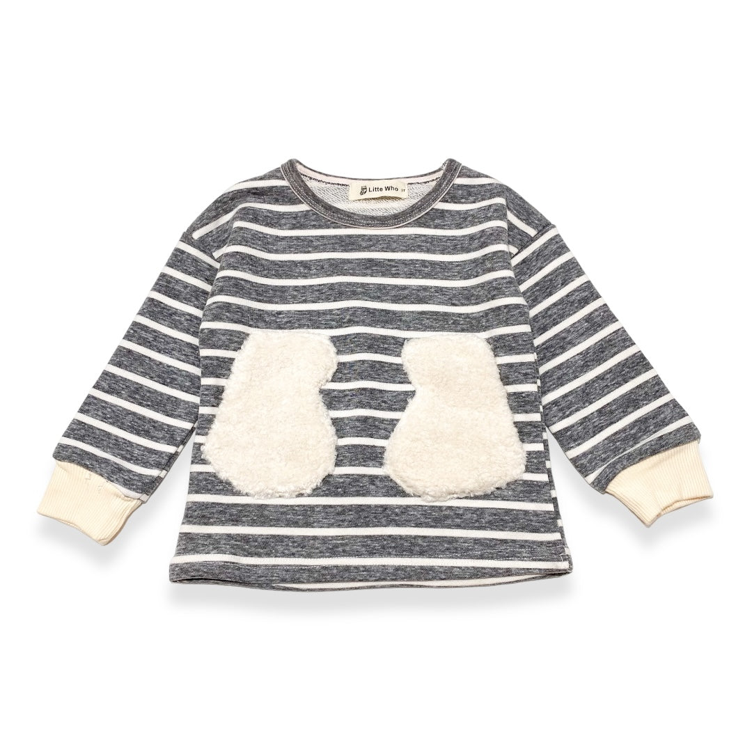 Striped Knit Top with Fur Ears - doe a dear