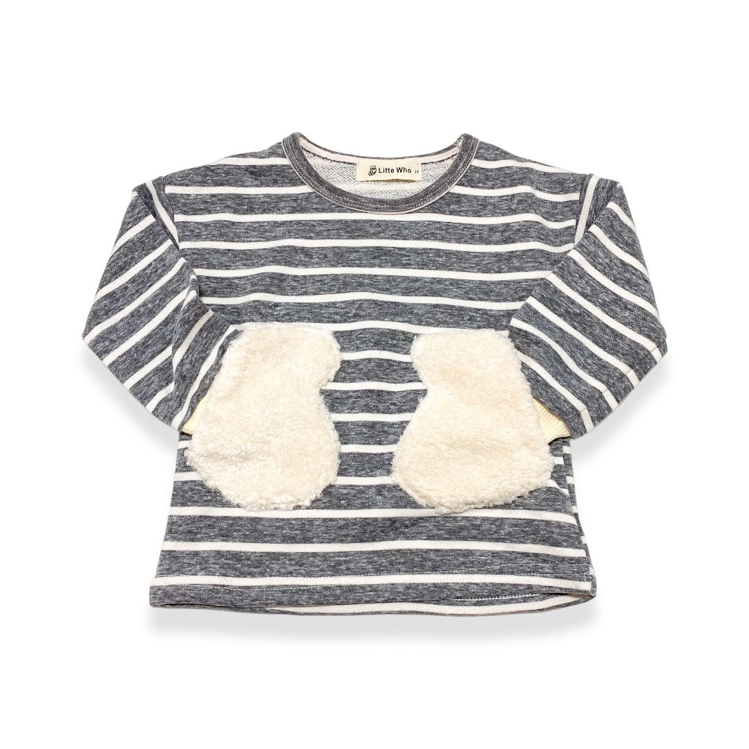 Striped Knit Top with Fur Ears - doe a dear