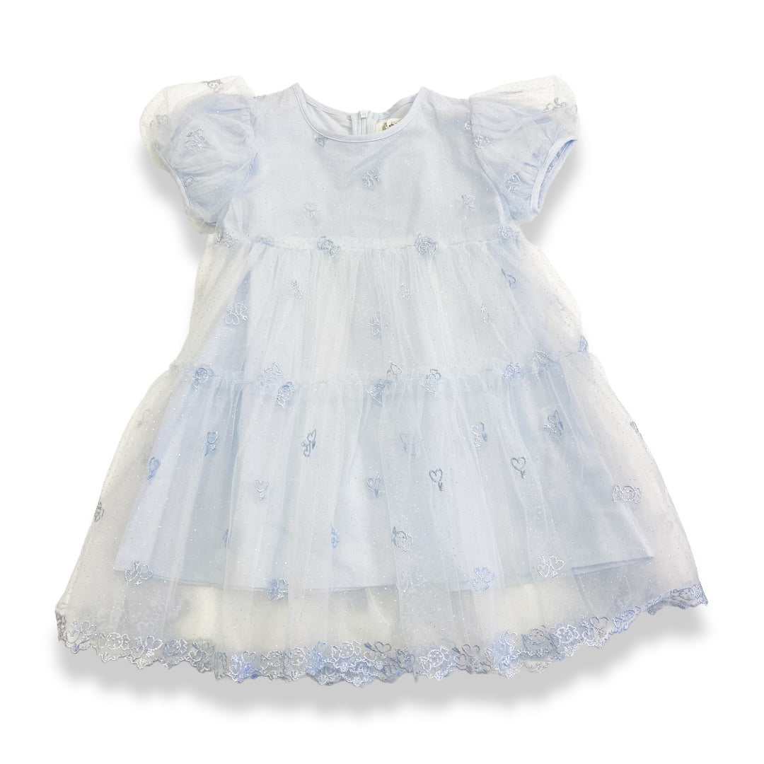 Blue Heart Candy Embroidery Mesh Dress - doe a dear