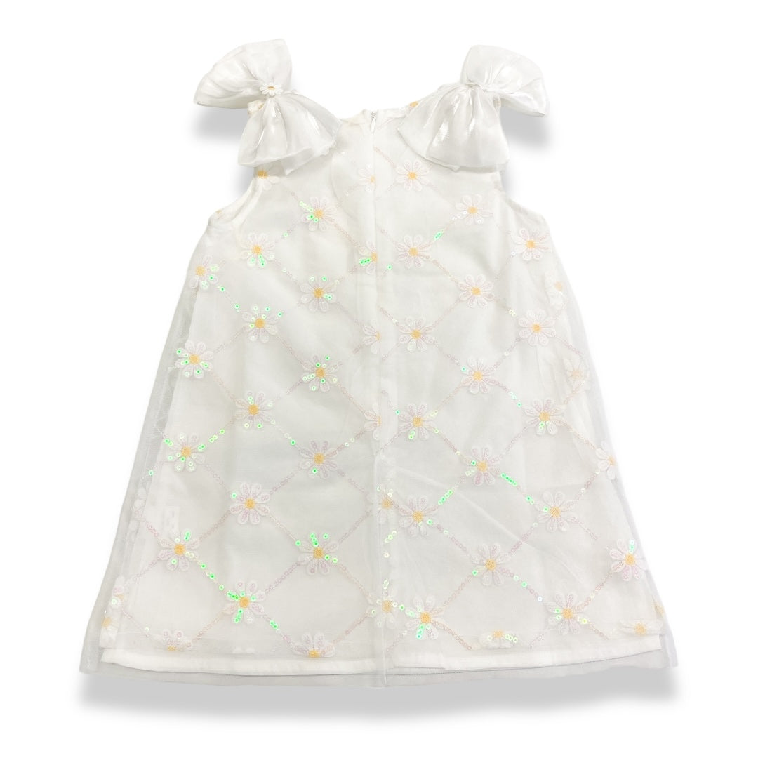 White Sequin Daisy Mesh Dress - doe a dear