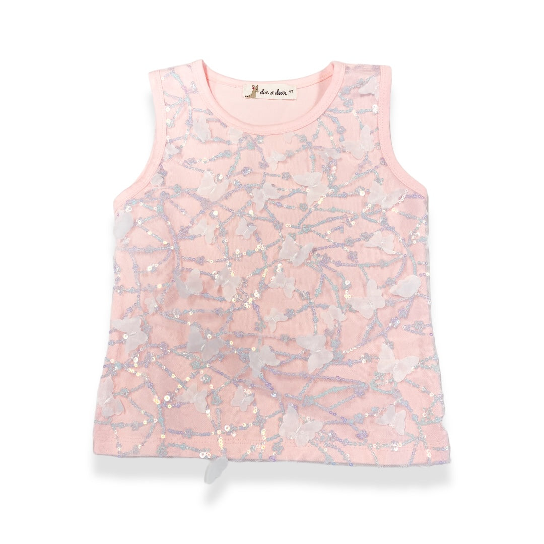 Pink 3D Butterfly Top - doe a dear