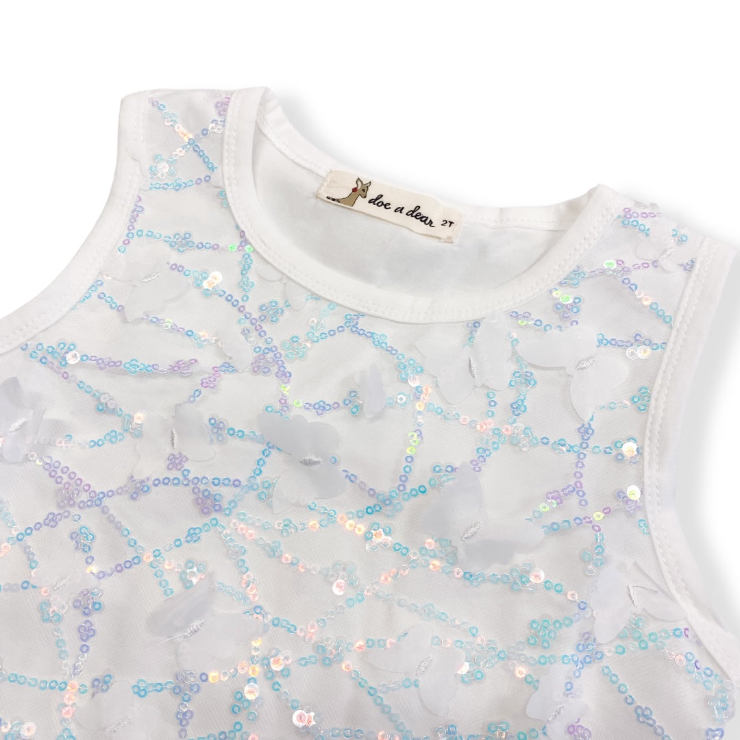 White 3D Butterfly Top - doe a dear