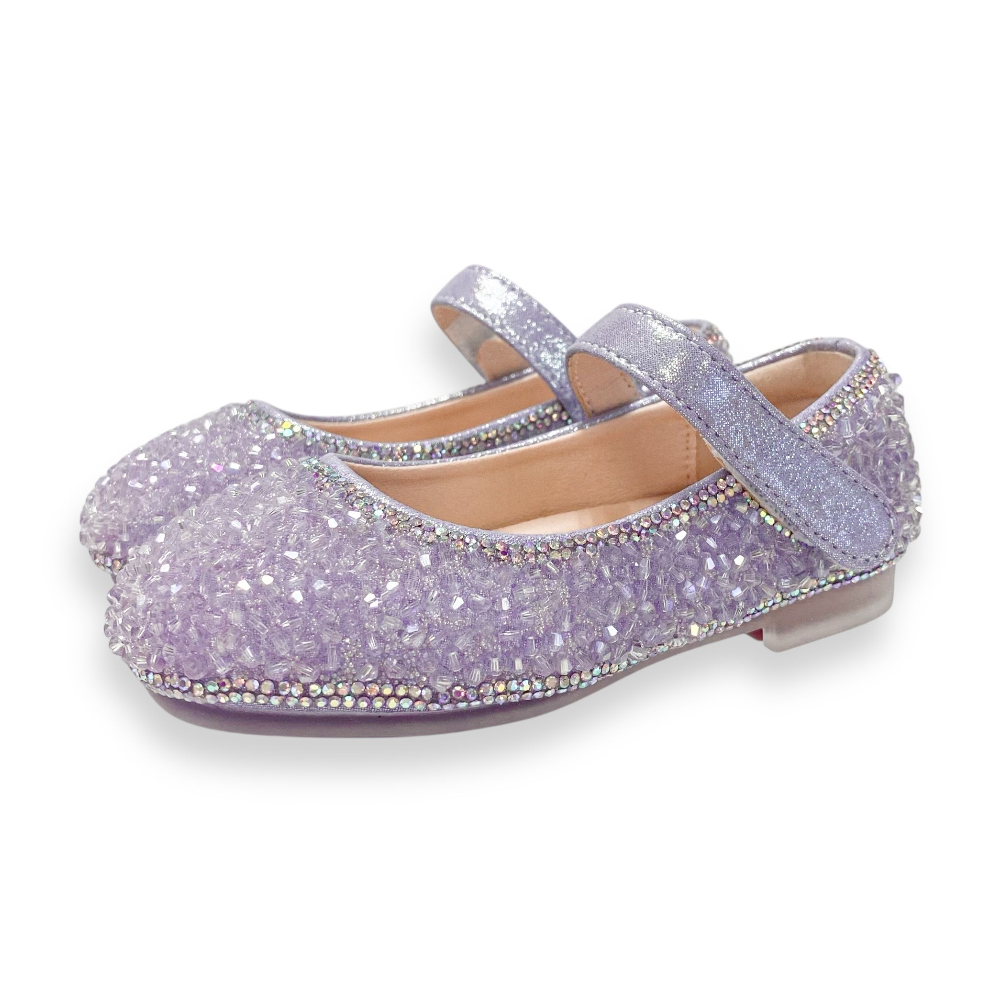 Bead Stone Flat Shoes - Purple