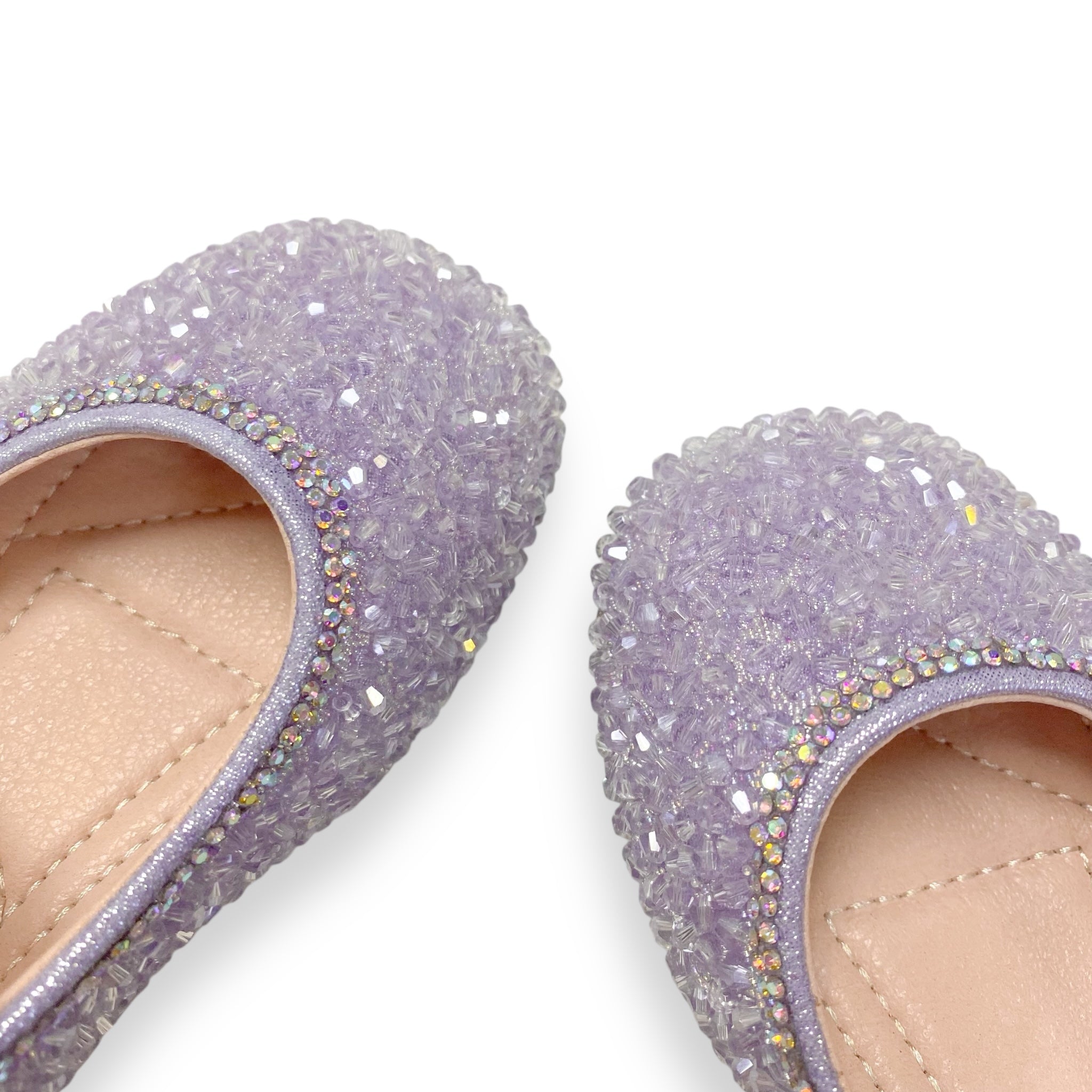Bead Stone Flat Shoes - Purple
