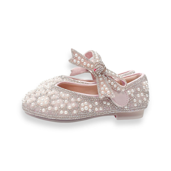 Pink Bowtie Strap Jewel Flat Shoes - doe a dear