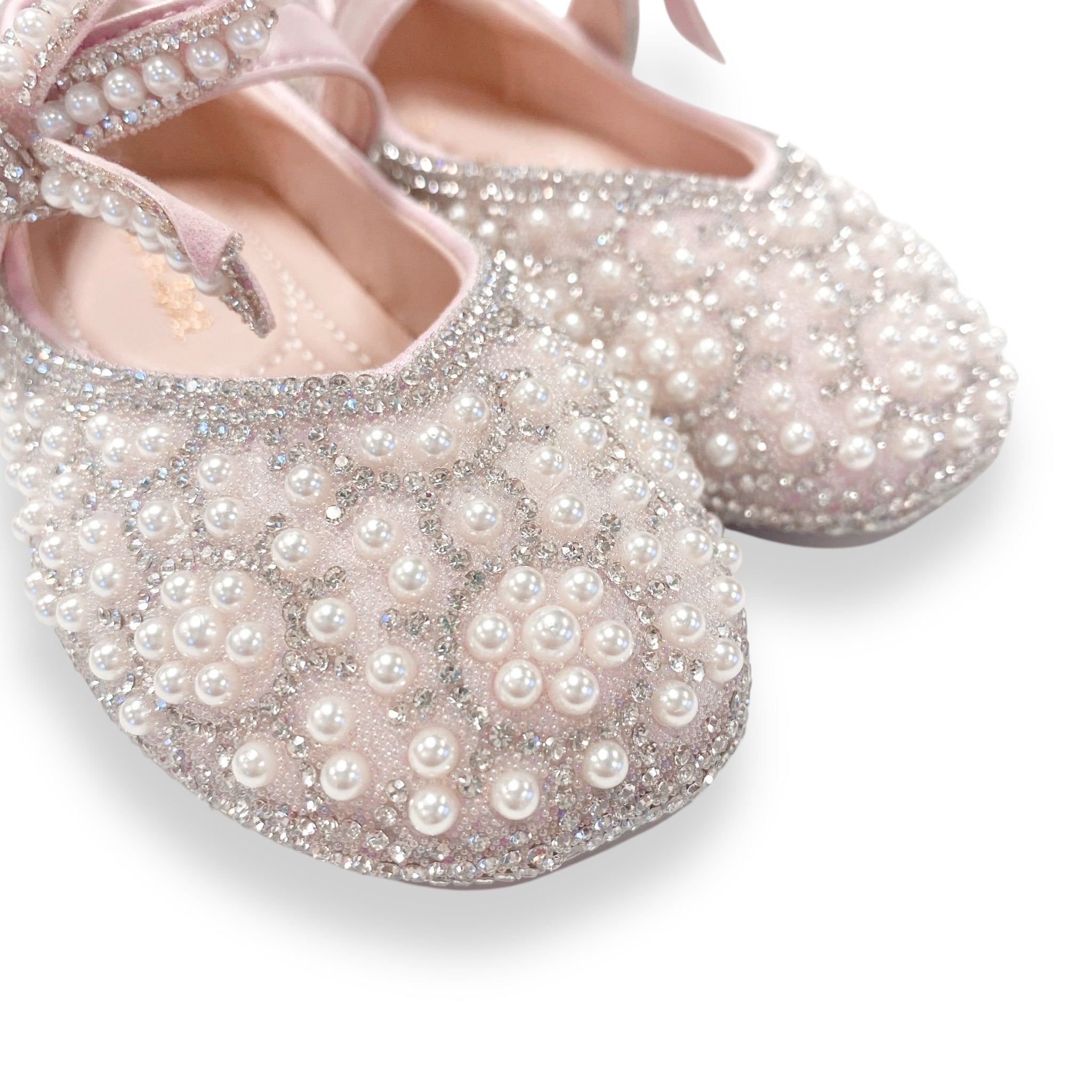 Pink Bowtie Strap Jewel Flat Shoes
