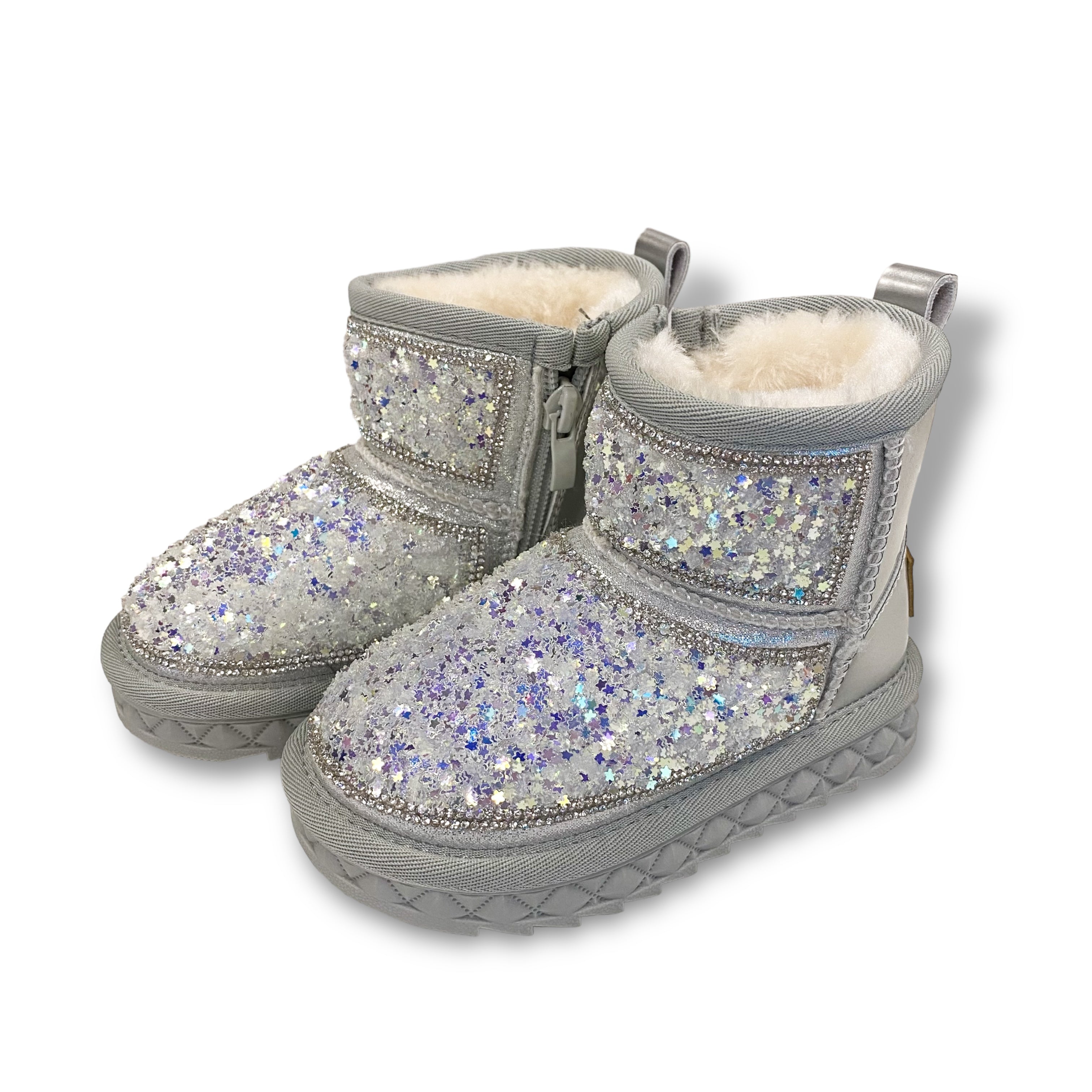 Mini Star Sequin Boots - Silver - doe a dear