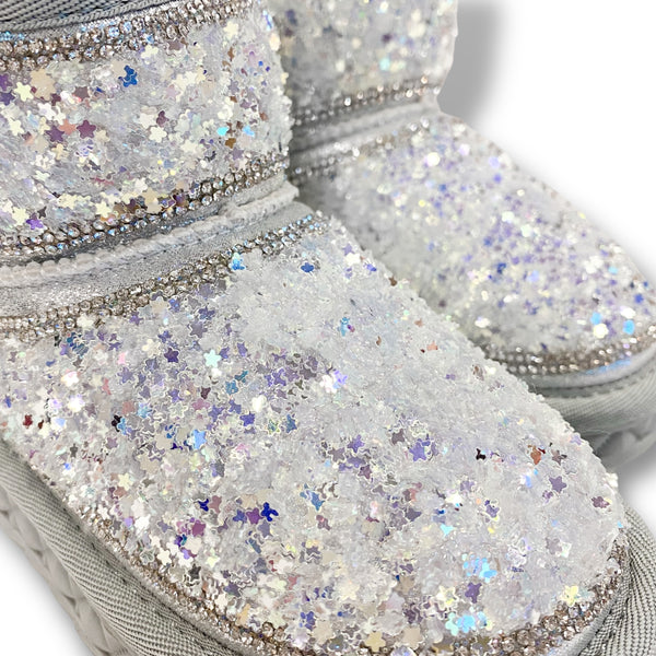 Mini Star Sequin Boots - Silver - doe a dear