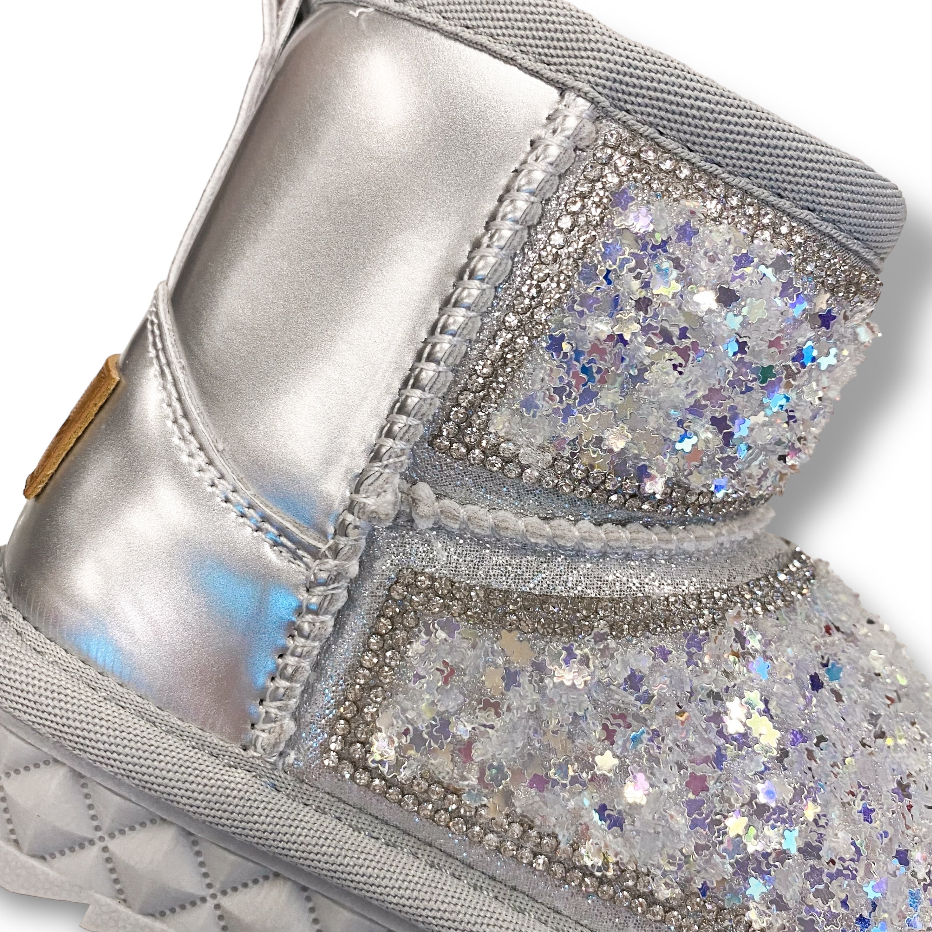 Mini Star Sequin Boots - Silver - doe a dear