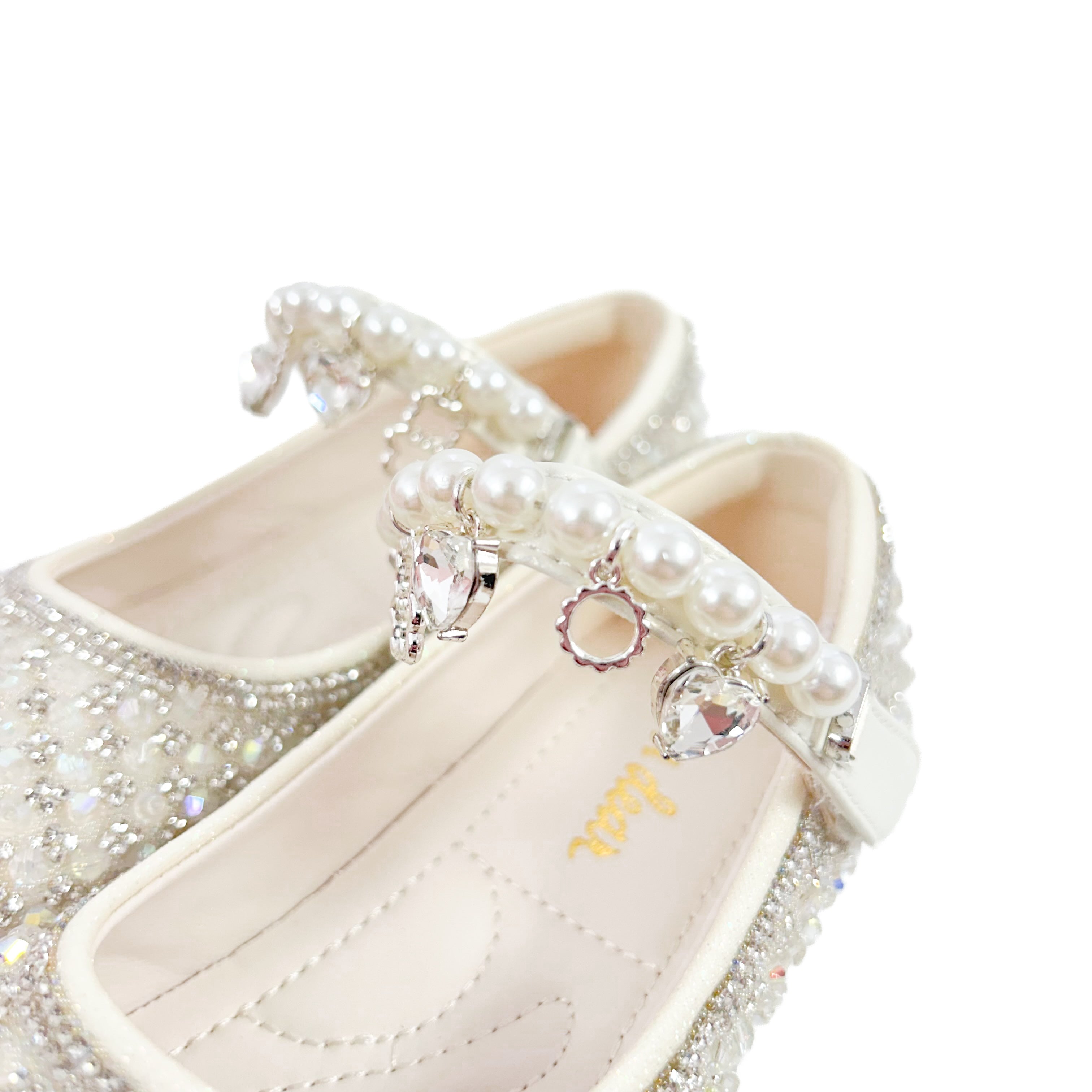 Pearl Strap with Charms Embellished Flats
