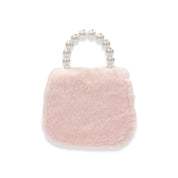 Mesh Bow Furry Purse - Pink