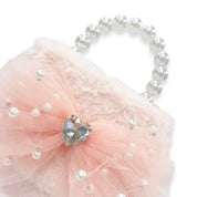 Mesh Bow Furry Purse - Pink