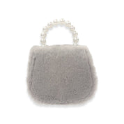 Mesh Bow Furry Purse - Grey