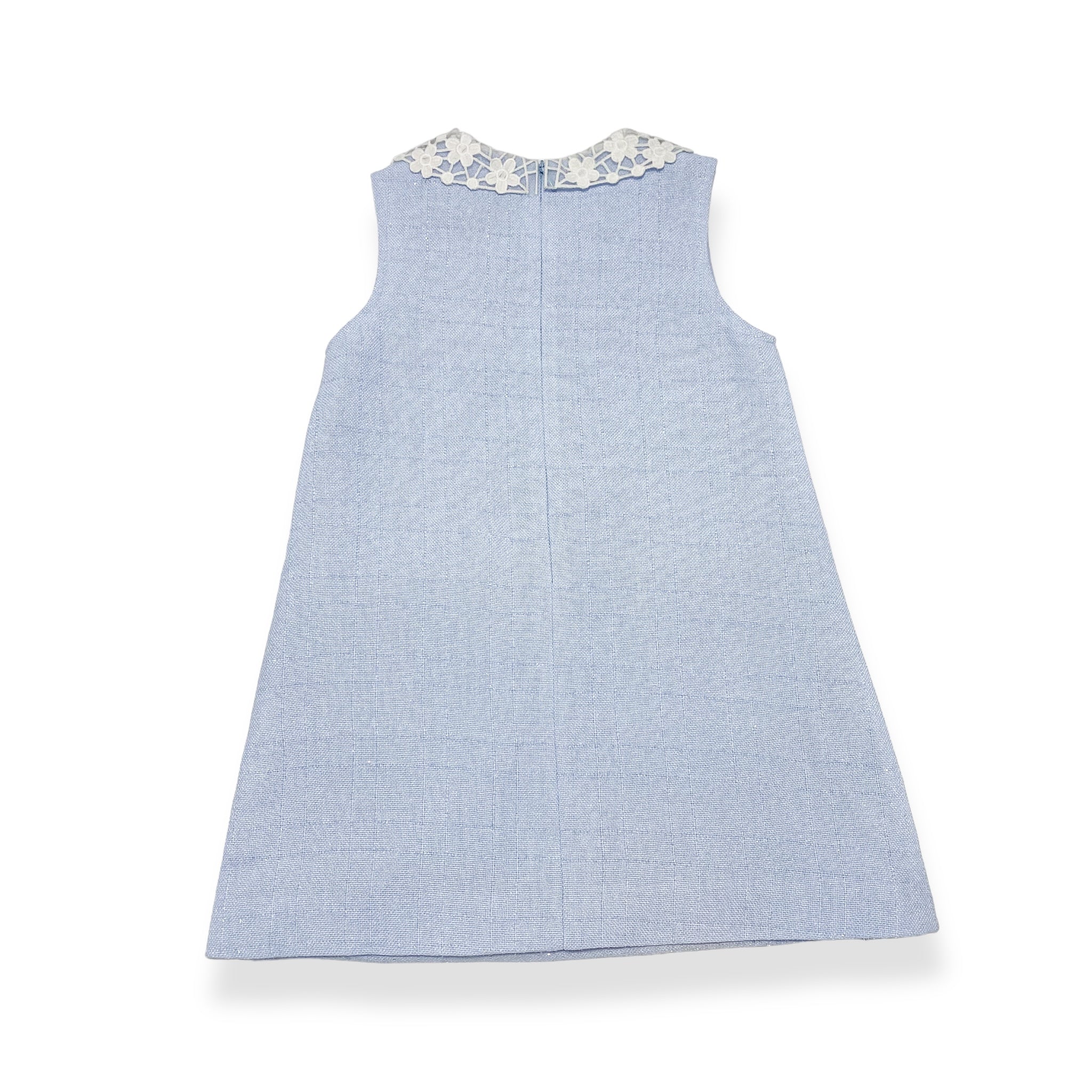 Daisy Collar Sleeveless Tweed Dress -blue