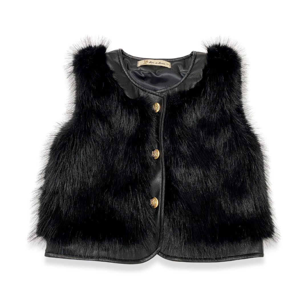 Leather Trimmed Faux Fur Vest - doe a dear