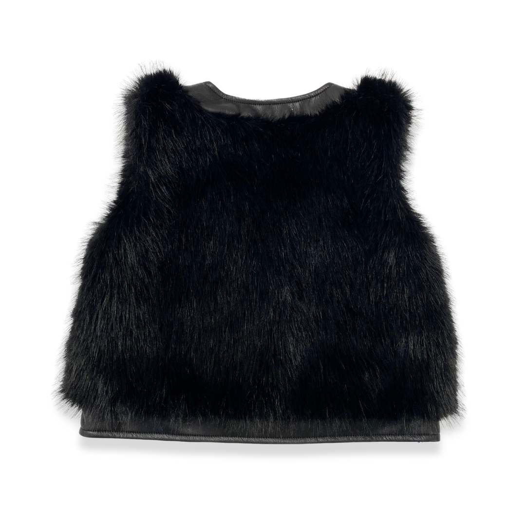 Leather Trimmed Faux Fur Vest - doe a dear