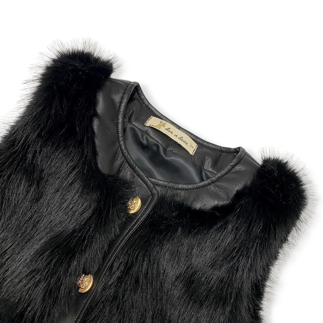 Leather Trimmed Faux Fur Vest - doe a dear