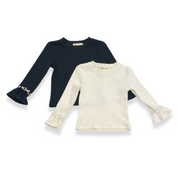 PEARL TRIM BELL SLV TOP - doe a dear