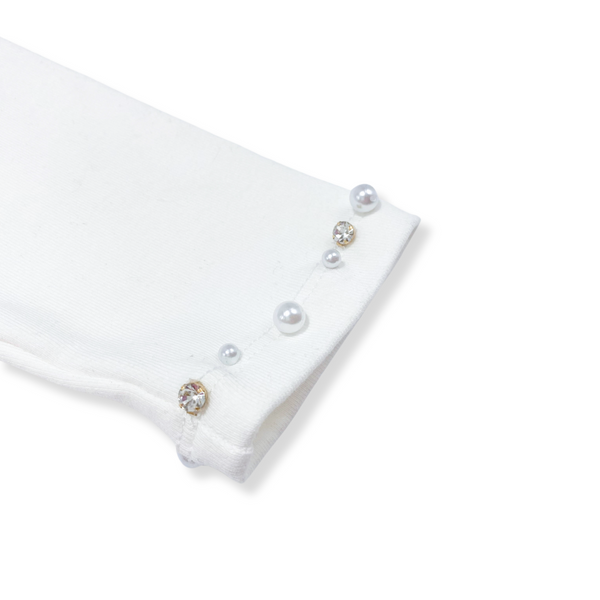 Embellished Trim Top - White - doe a dear