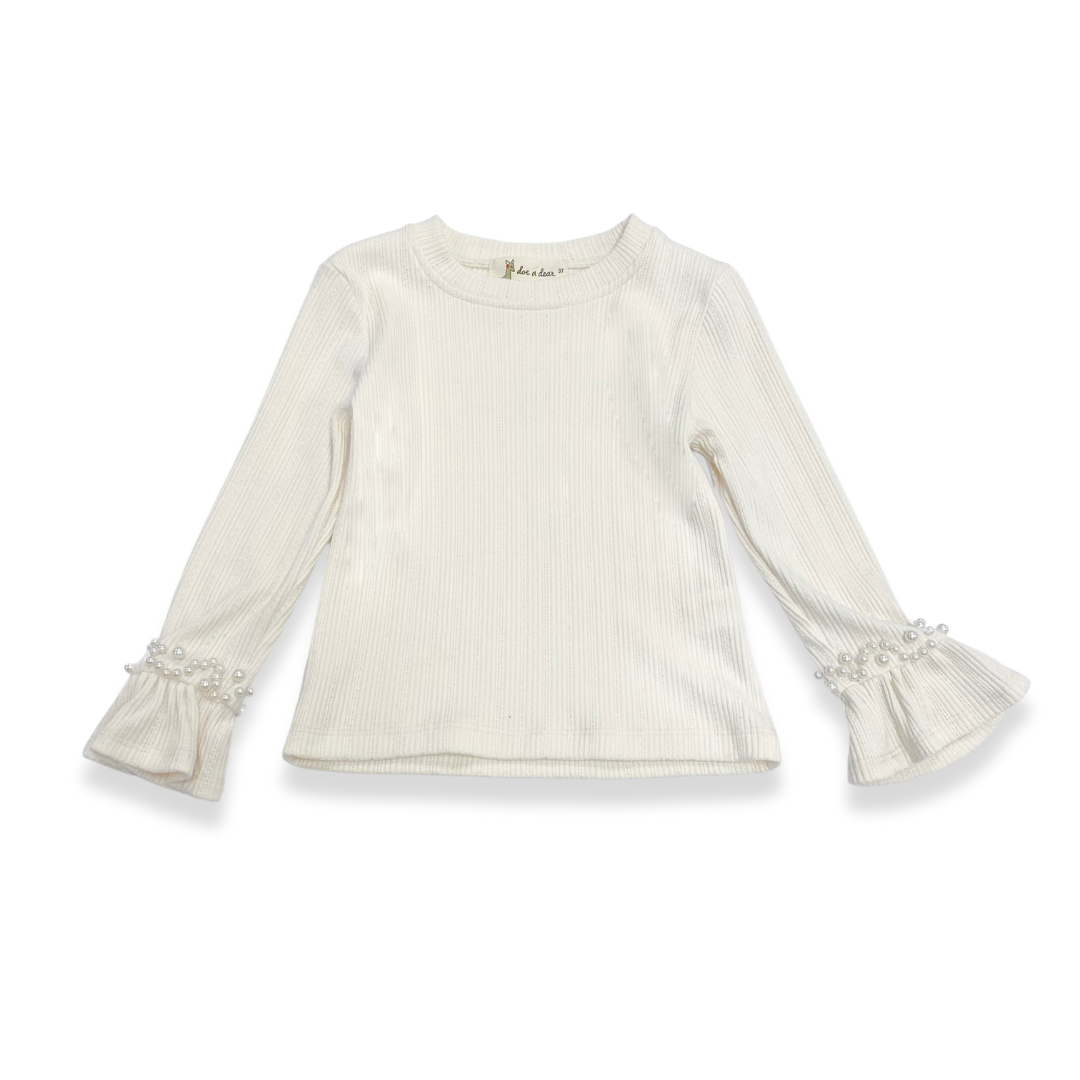 PEARL TRIM BELL SLV TOP - doe a dear