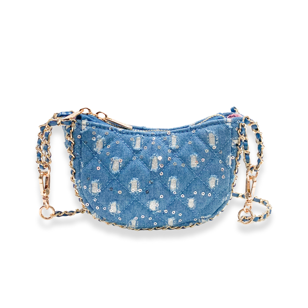 Denim Crescent Purse - doe a dear