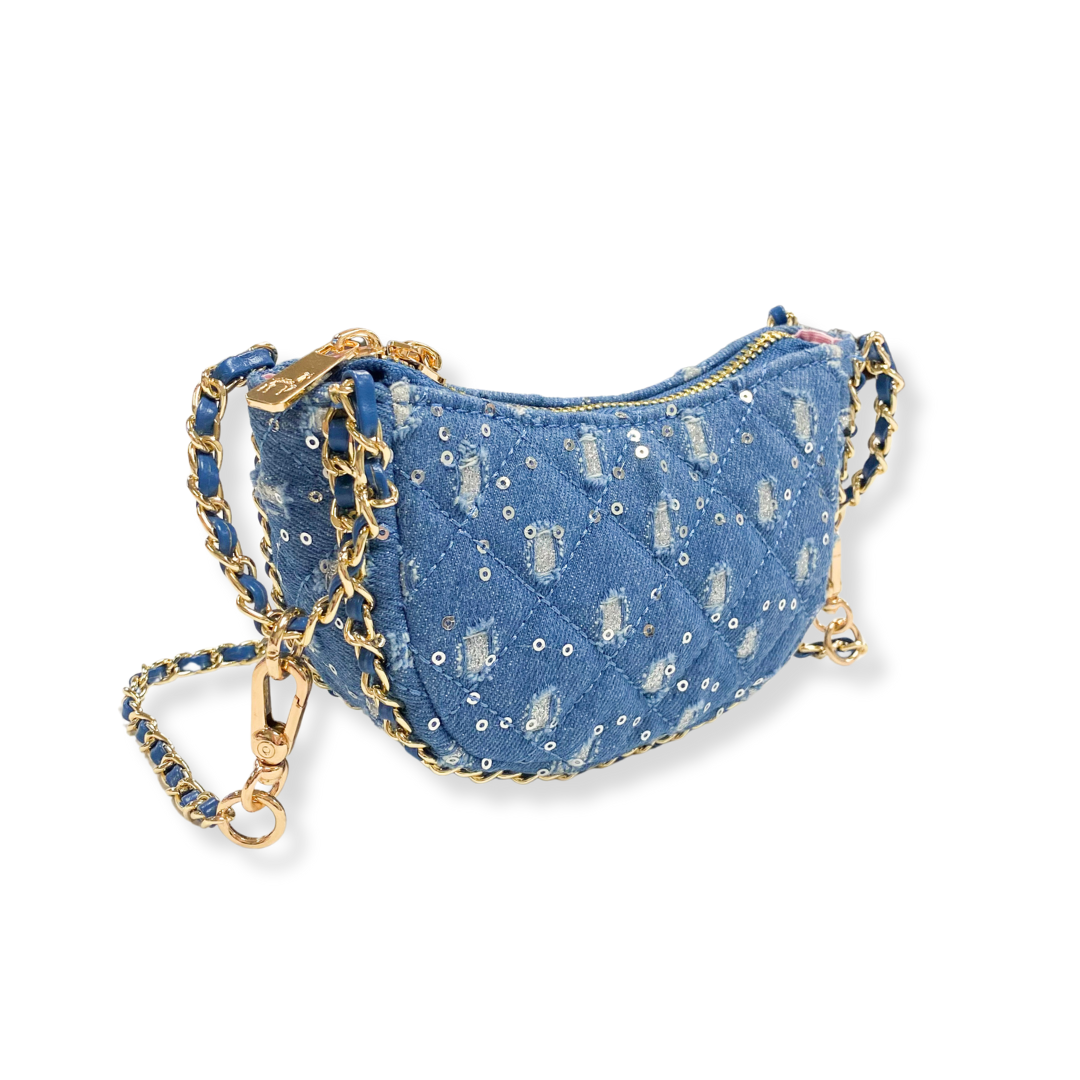 Denim Crescent Purse - doe a dear
