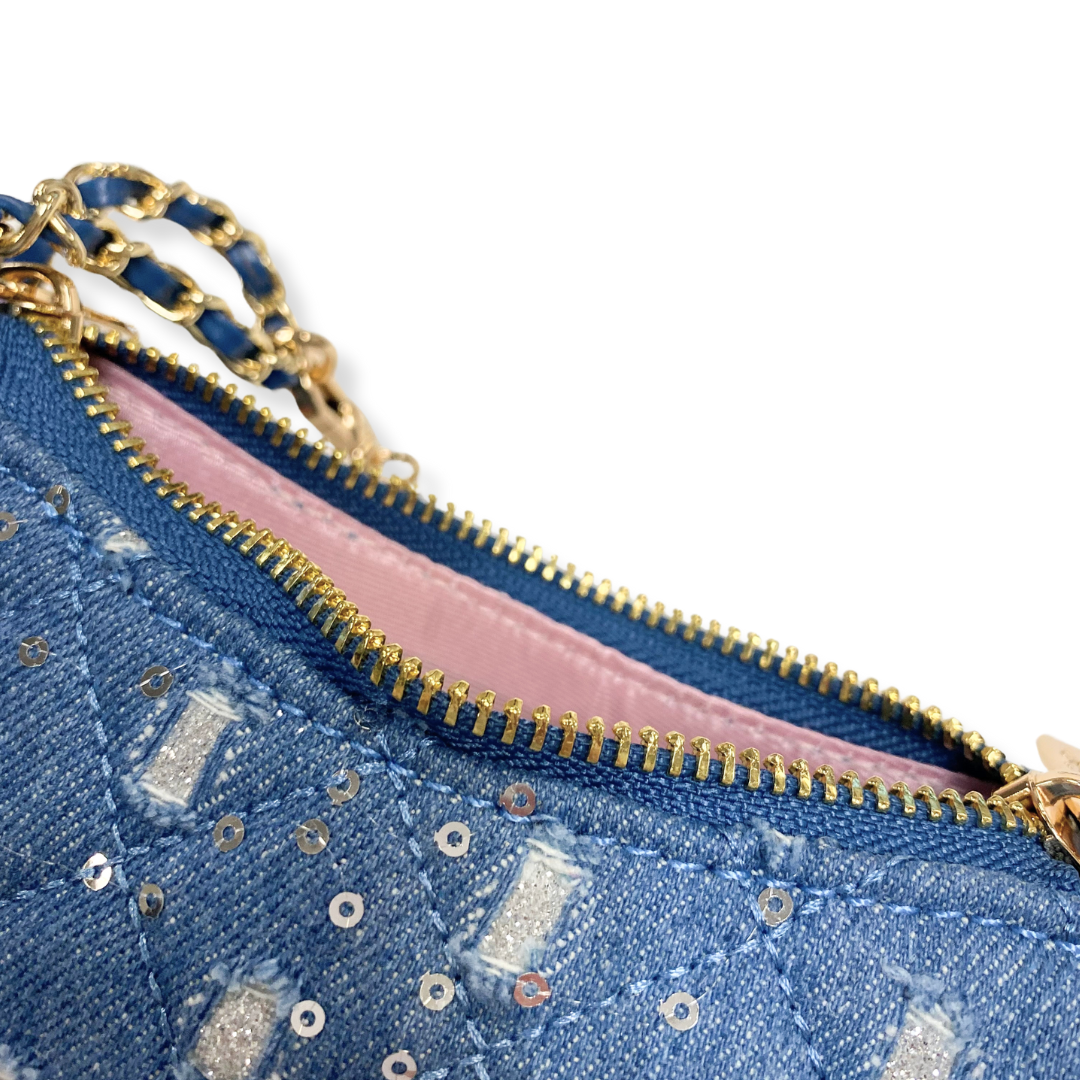 Denim Crescent Purse - doe a dear