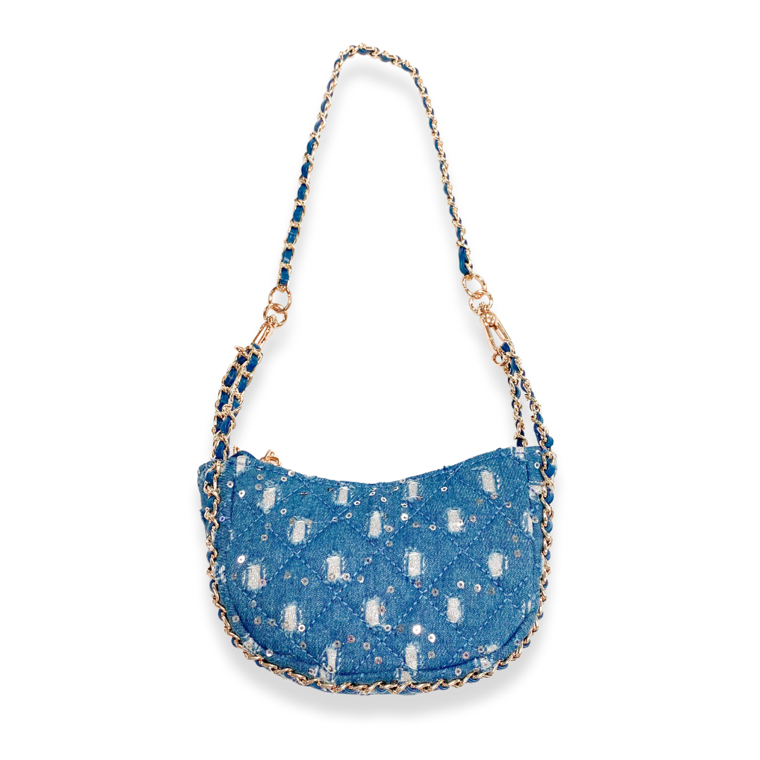 Denim Crescent Purse - doe a dear