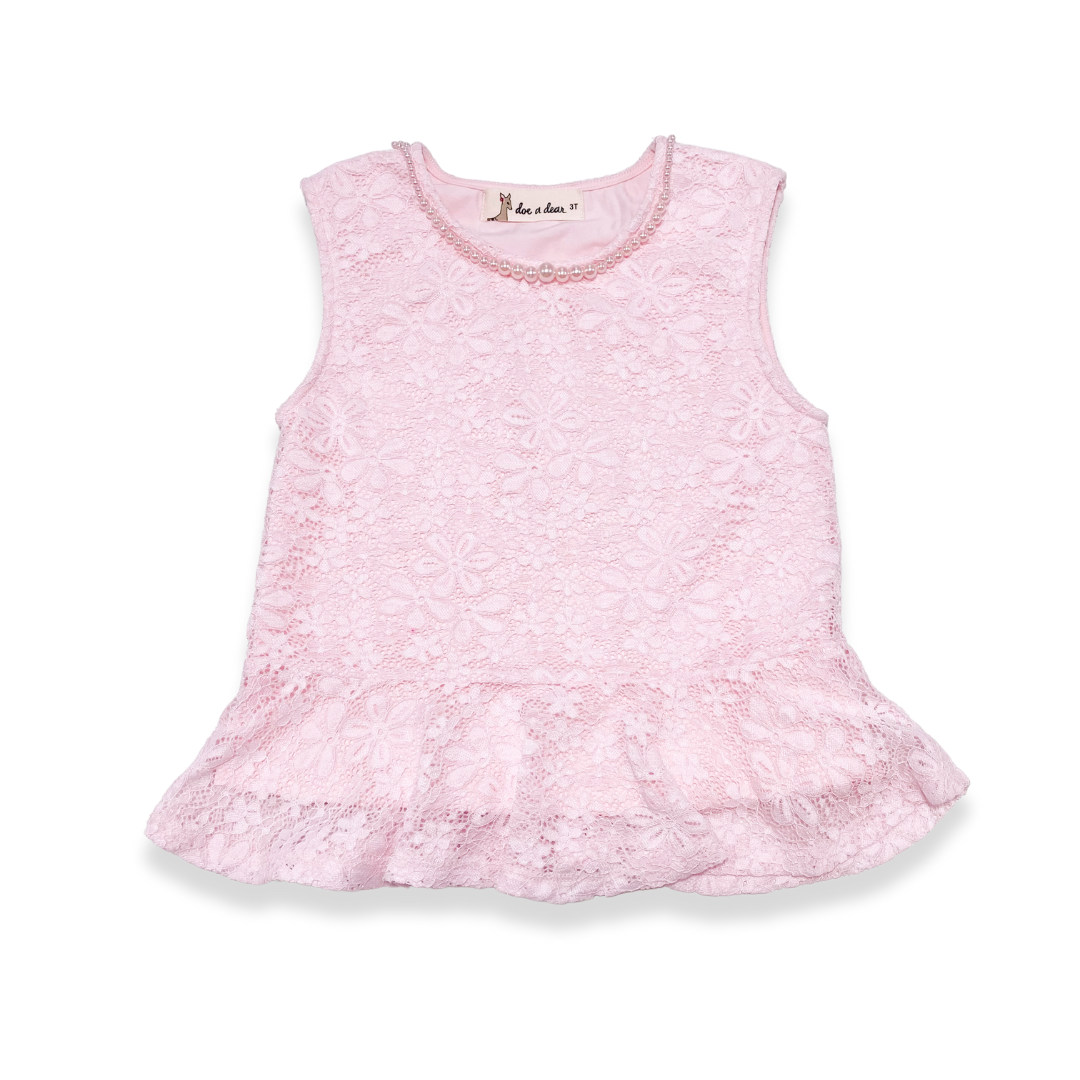 Pink Lace Vest - Pink - doe a dear