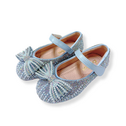 Pearl Bowtie Flat Shoes- BLUE