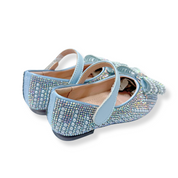 Pearl Bowtie Flat Shoes- BLUE