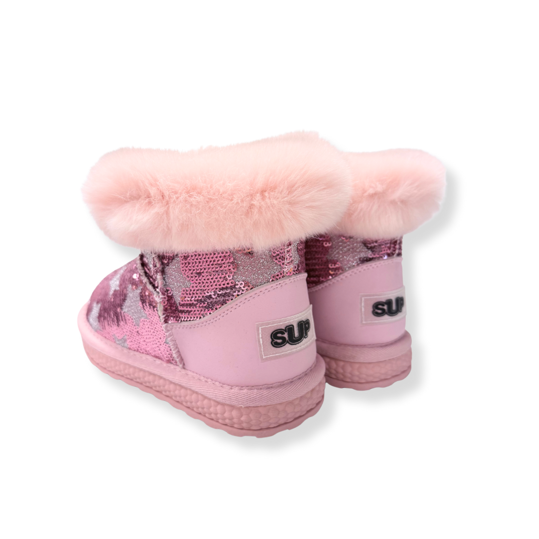 Handcrafted Sequin Star Furry Boot