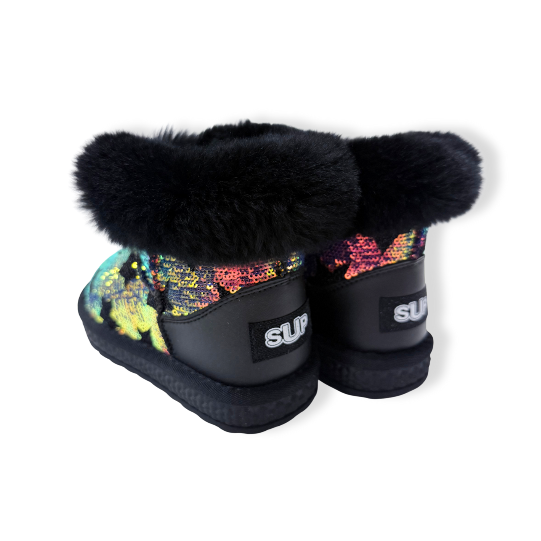 Handcrafted Sequin Star Furry Boot