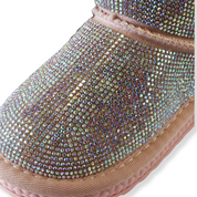 Handcrafted Holographic Rhinestone Boot - Pink - doe a dear