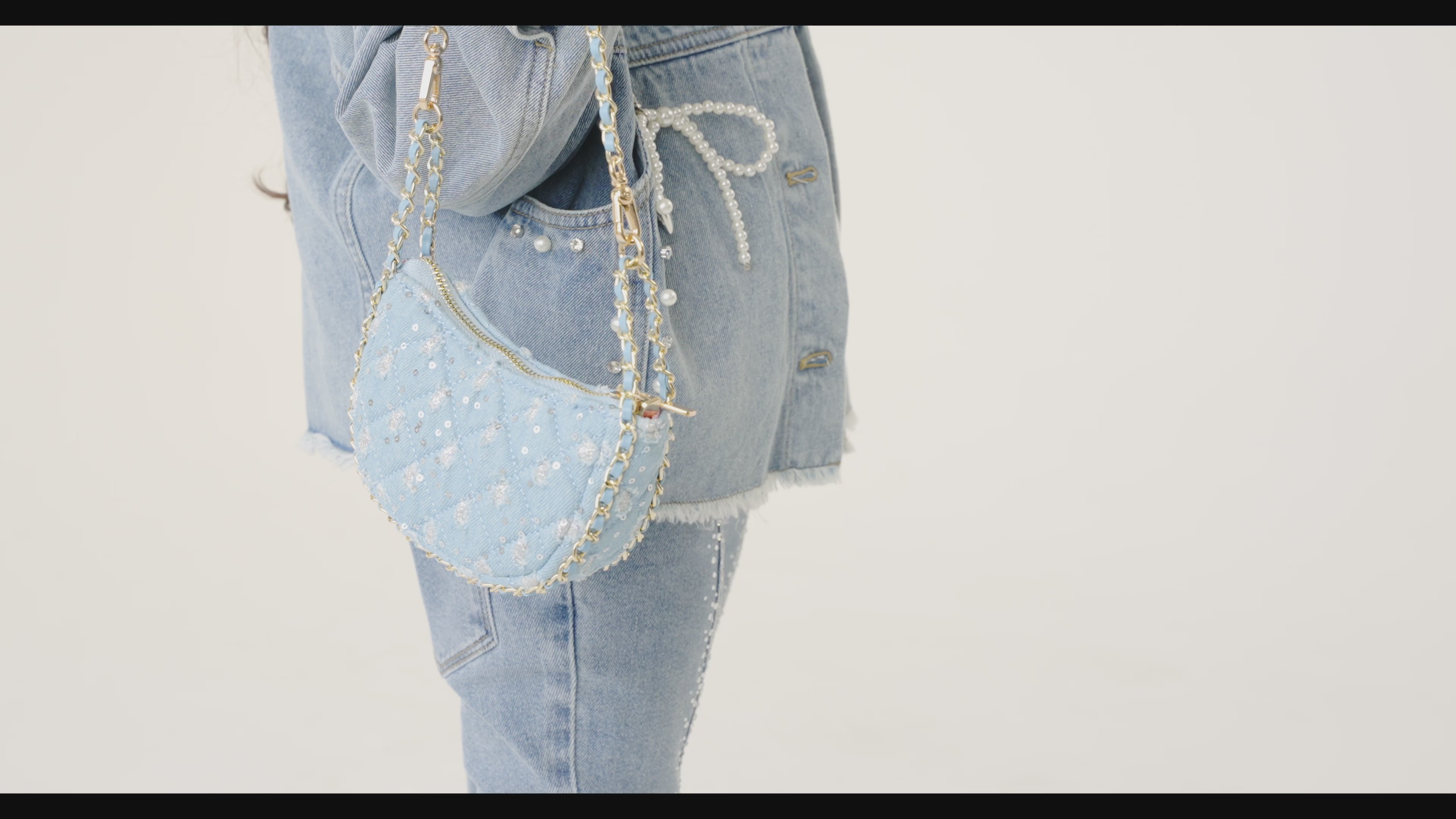 Denim Crescent Purse