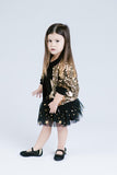 Star Glittered Mesh Tutu Skirt - Black/ Gold