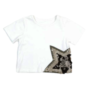 Star Sequin Patch Tee - White
