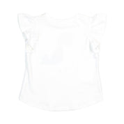 White Flutter Sleeves Rhinestone Bird Tee - doe a dear