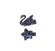 Navy/Black Glittered Star & Swan Set Hair Clip - doe a dear