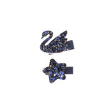 Navy/Black Glittered Star & Swan Set Hair Clip