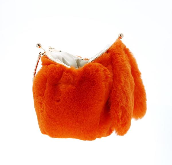 Furry Rabbit Ear Plush Purse - Orange - doe a dear