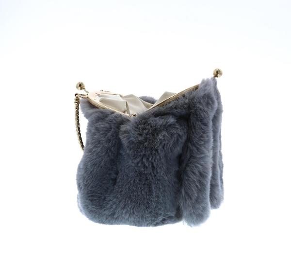 Furry Rabbit Ear Plush Purse - Grey - doe a dear