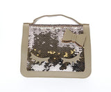 Sequined handle purse with eyelashes - Gold