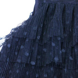 Black S/L Dotted Tier Dress