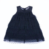 Black S/L Dotted Tier Dress