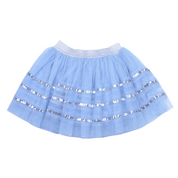 Sky/Silver Band Tulle Skirt W/ Sequin Trims - doe a dear