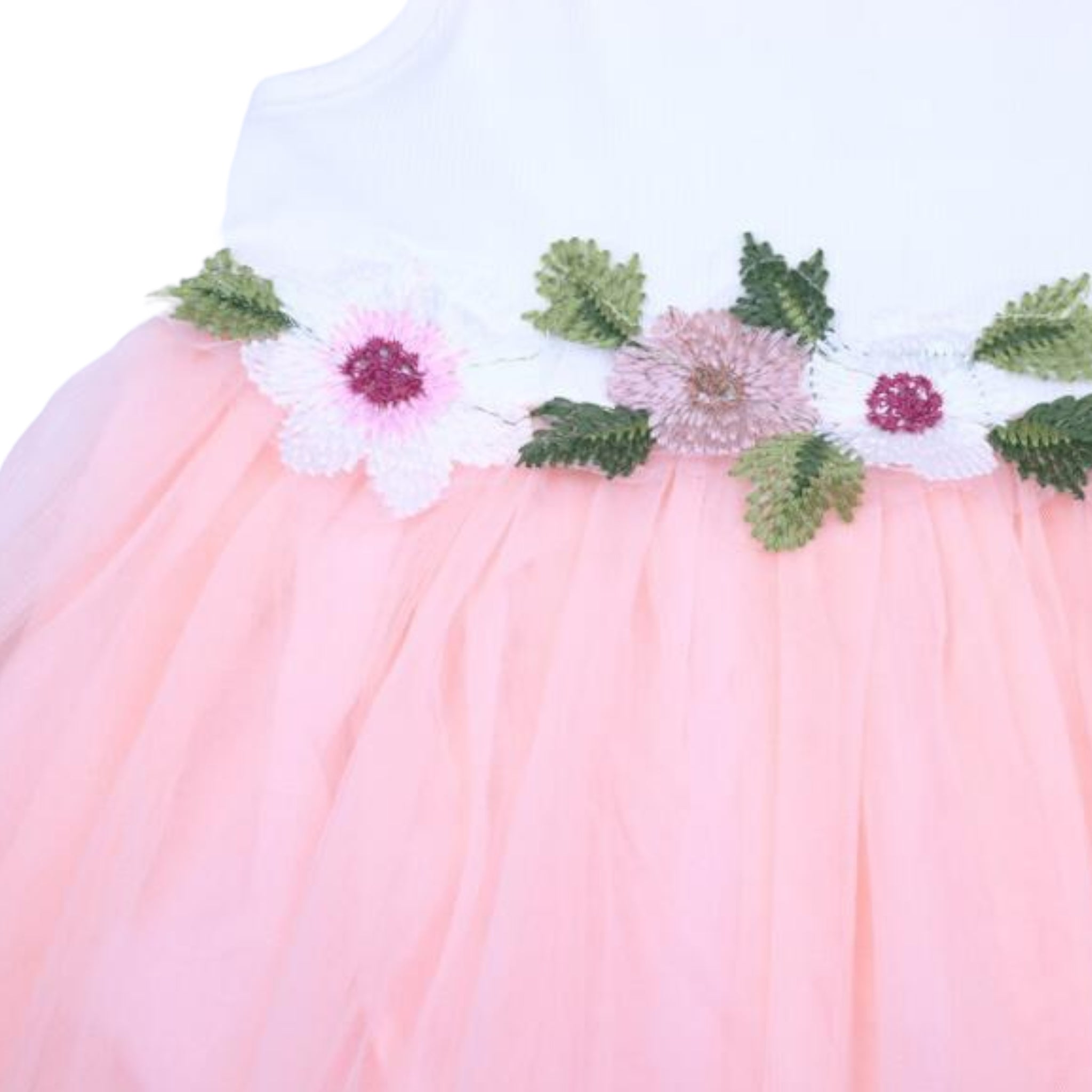 Pink Floral Waist Tulle Dress - doe a dear