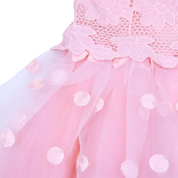 Floral Bodice Polka Dots Tulle Dress - Pink - doe a dear