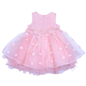 Floral Bodice Polka Dots Tulle Dress - Pink - doe a dear